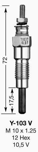BOUGIE DE PRECHAUFFAGE Y103V UT - Bougie et antiparasite