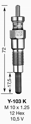 BOUGIE DE PRECHAUFFAGE Y103K UT - Bougie et antiparasite