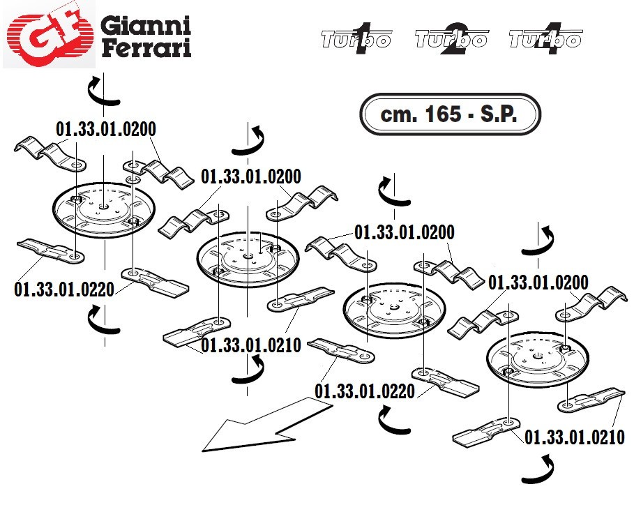 Couteau contrecoudé supérieur pour tondeuse Gianni Ferrari 01.33.01.0200 - Lame de tondeuse