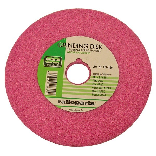 Disque pour affuteuse de chaîne de tronçonneuse. Diamètre ext. 145 mm, Alésage 22,22 mm, épaisseur 4,76 mm - Affûtage & nettoyage