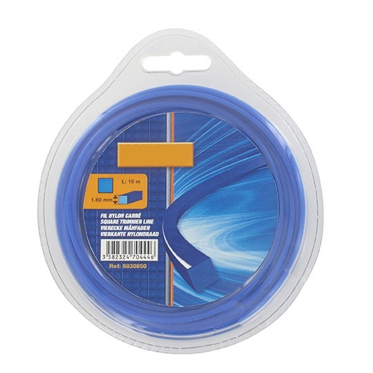 Fil nylon carré Ø 1,3 mm pour coupe-bordures et débroussailleuse (blister) - Fil débroussailleuse
