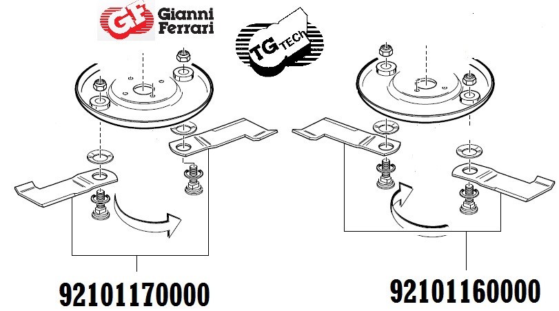 Ensemble de 2 lames gauches Gianni Ferrari / Bieffebi 92101160000 - Kit lame