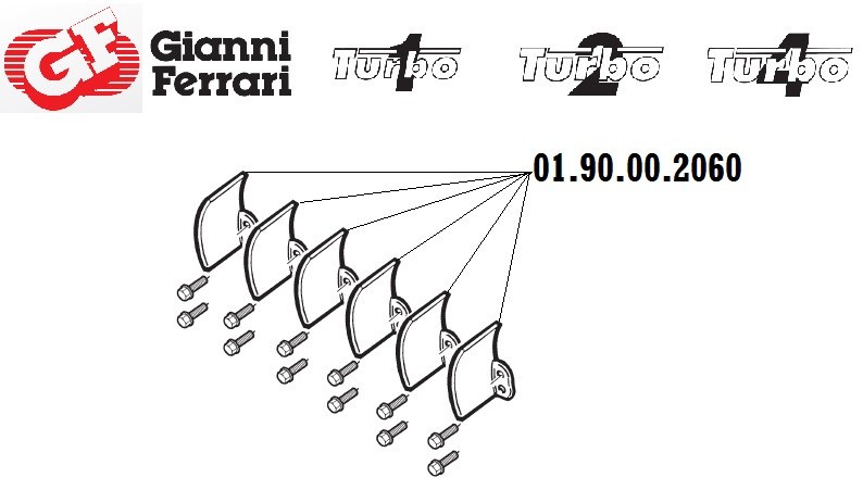 Kit pales de turbine + vis, Gianni Ferrari 01.90.00.2060 - Ecrou et vis de lame