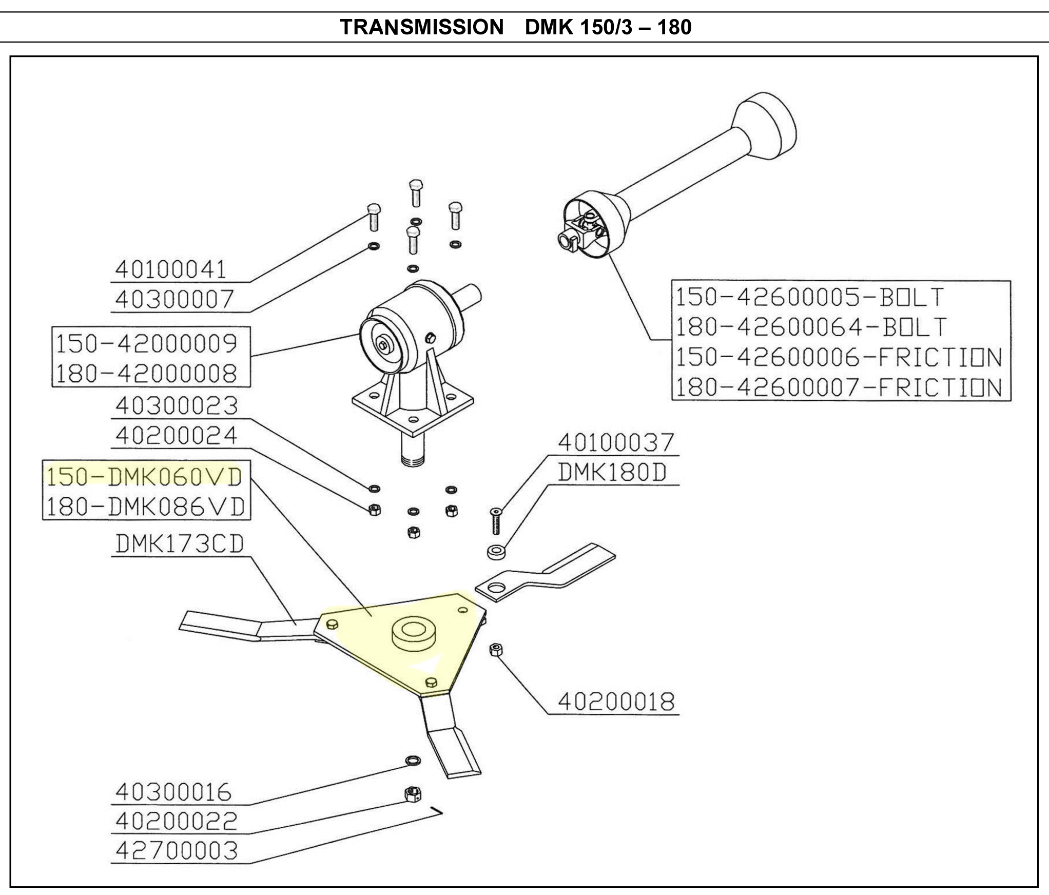 Palier de lame pour gyrobroyeur Delmorino DMK150/3 - DMK060VD - Palier de lame
