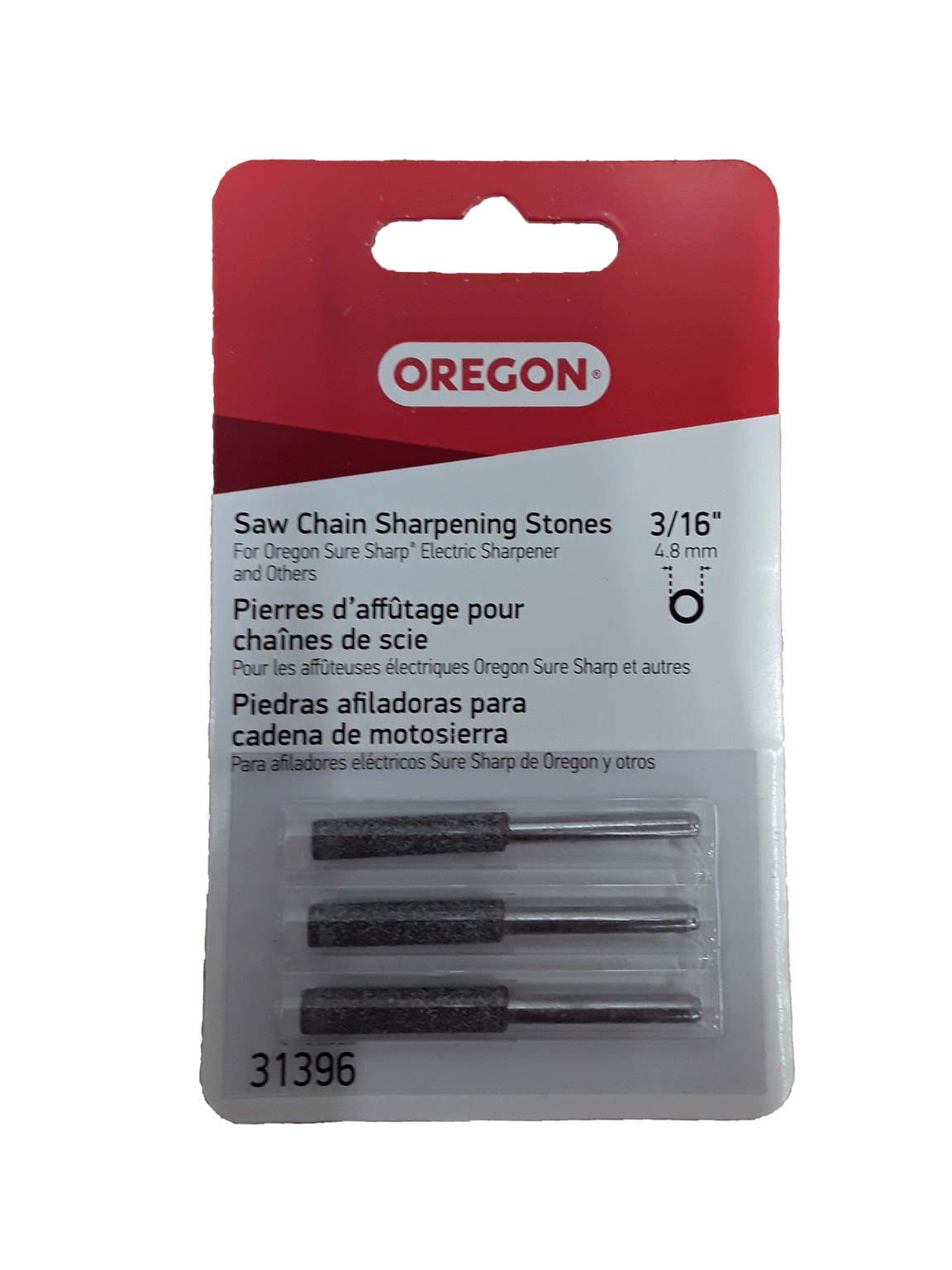 Lot de 3 pierres à aiguiser non filetées pour tronçonneuse 3/16