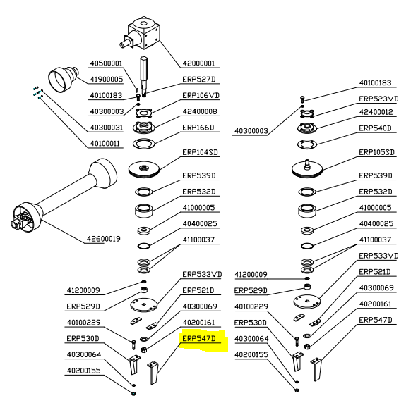 Dent gauche herse rotative Rotex L ERP547D - Lame de tondeuse