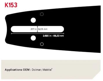 Guide Chaîne Tronçonneuse 158SLHK153 Guide: 38 cm Pas: 3/8