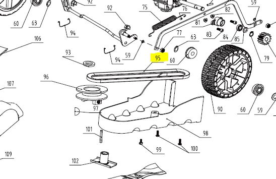 Courroie de Traction pour Tondeuse Yard Force GMH 53 - Courroie tondeuse