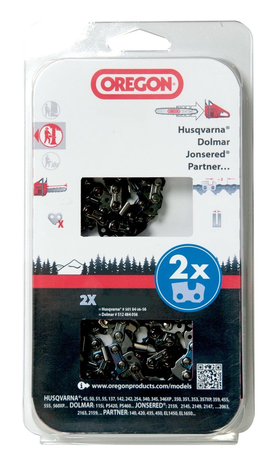 Chaîne tronçonneuse Oregon 564440 - Lot de 2 - Chaîne pour tronçonneuse