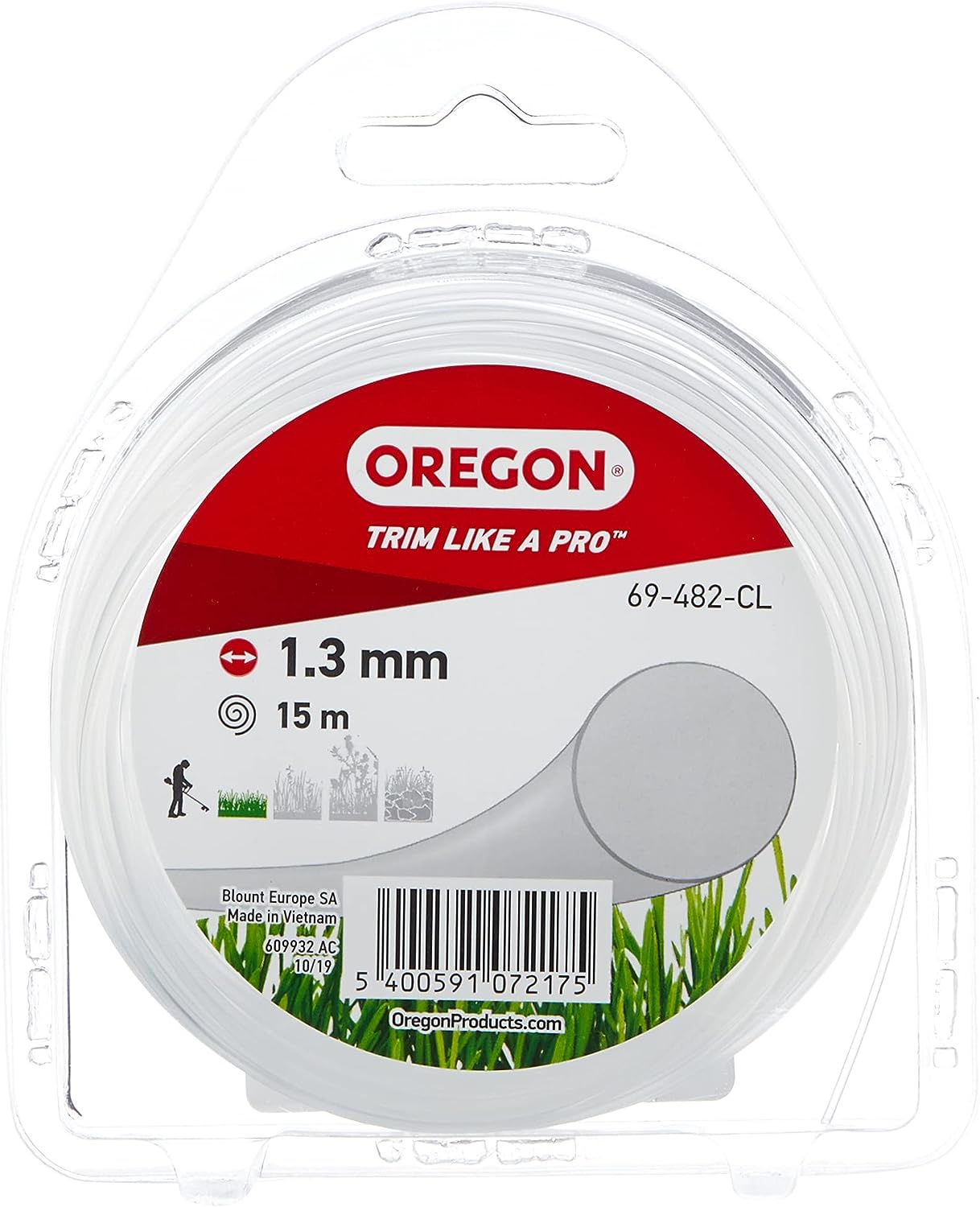Fil débroussailleuse Rond Nylon Blanc ø1.3mm/15m Oregon 69-482-CL - Fil débroussailleuse
