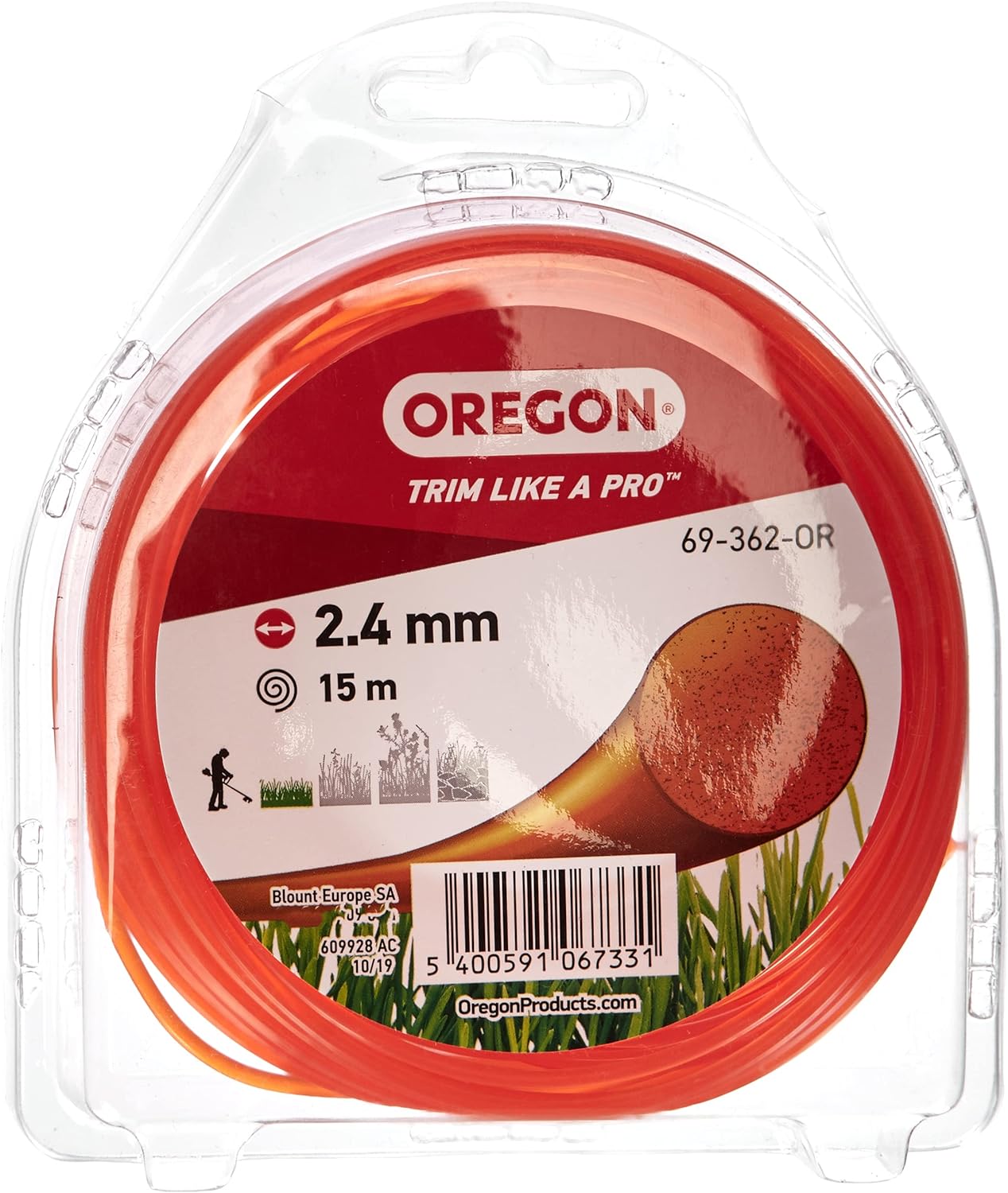 Fil débroussailleuse Rond Nylon Orange ø2.4mm/15m Oregon 69-362-OR - Fil débroussailleuse