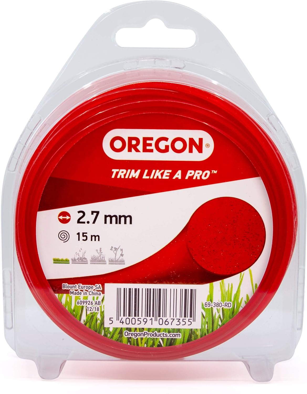 Fil débroussailleuse Rond Nylon Rouge ø2.7mm/15m Oregon 69-380-RD - Fil débroussailleuse