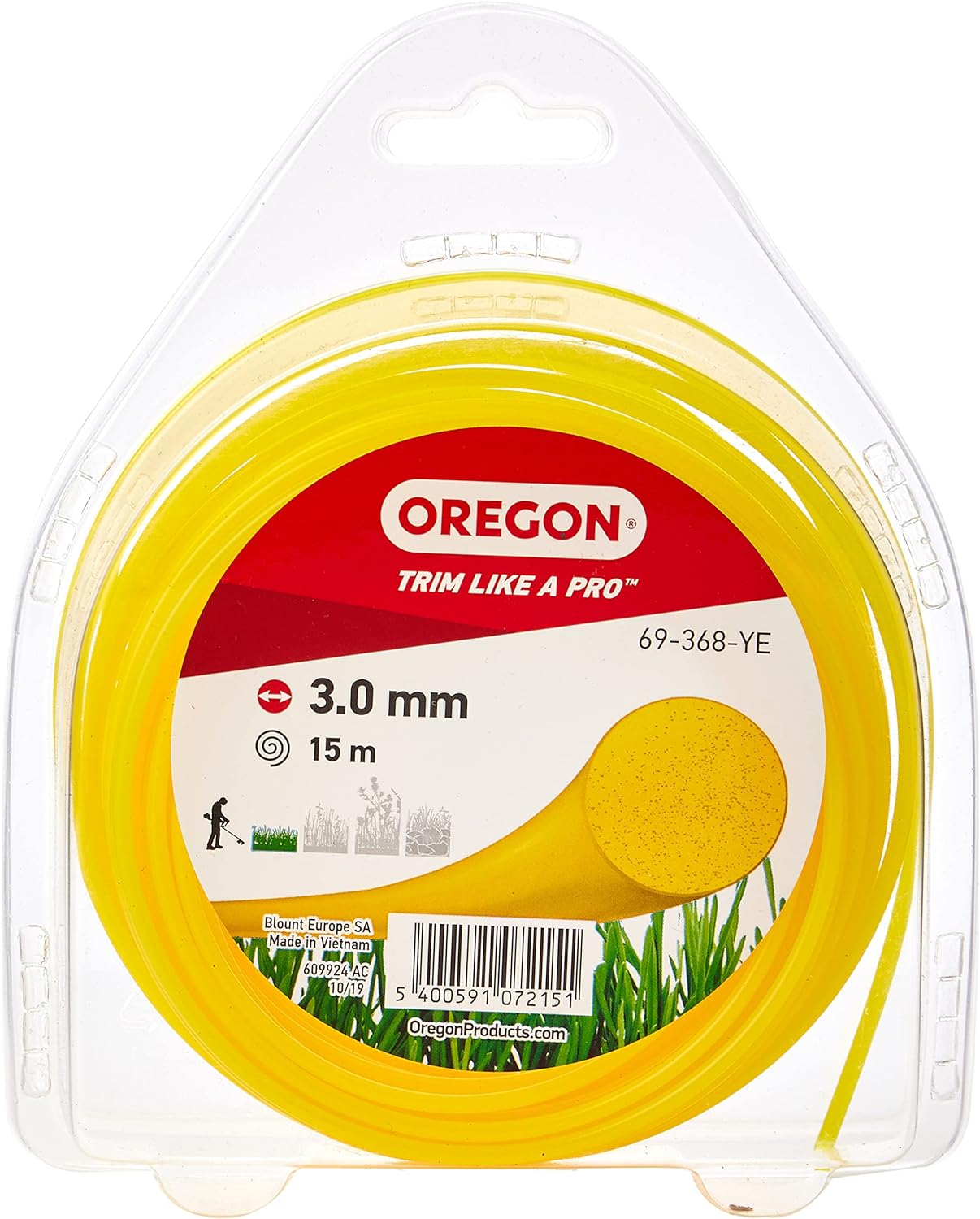 Fil débroussailleuse Rond Nylon Jaune ø3.0mm/15m Oregon 69-368-YE - Fil débroussailleuse