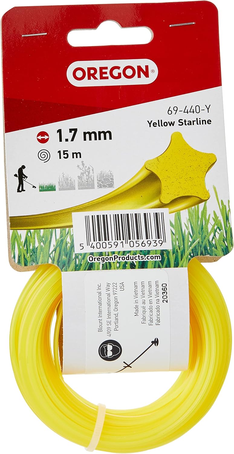Fil débroussailleuse Etoile Nylon Jaune ø1.7mm/15m Oregon 69-440-Y - Fil débroussailleuse