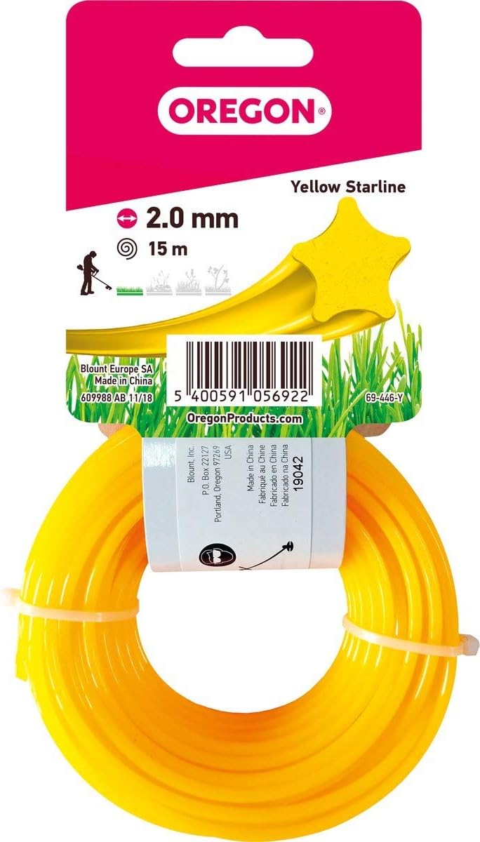 Fil débroussailleuse Etoile Nylon Jaune ø2.0mm/15m Oregon 69-446-Y - Fil débroussailleuse