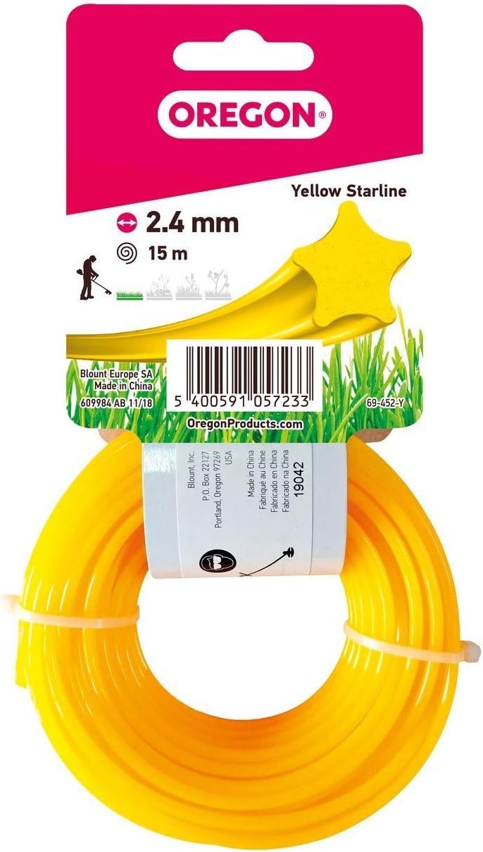 Fil débroussailleuse Etoile Nylon Jaune ø2.4mm/15m Oregon 69-452-Y - Fil débroussailleuse