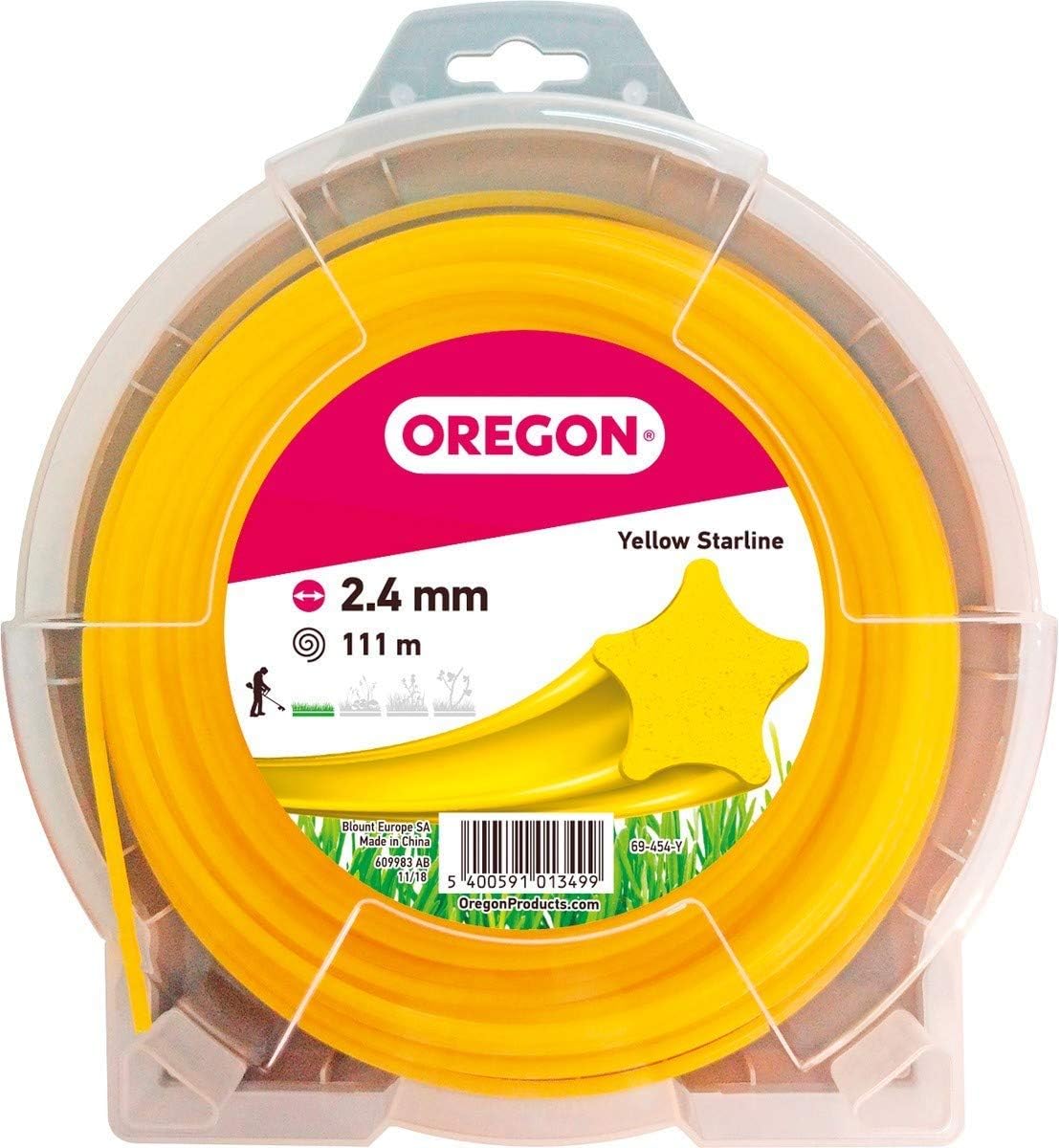 Fil débroussailleuse Etoile Nylon Jaune ø2.4mm/111m Oregon 69-454-Y - Fil débroussailleuse