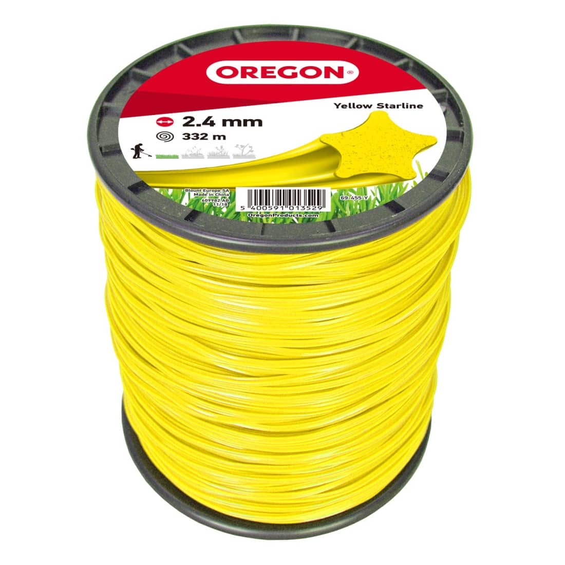 Fil débroussailleuse Etoile Nylon Jaune ø2.4mm/332m Oregon 69-455-Y - Fil débroussailleuse
