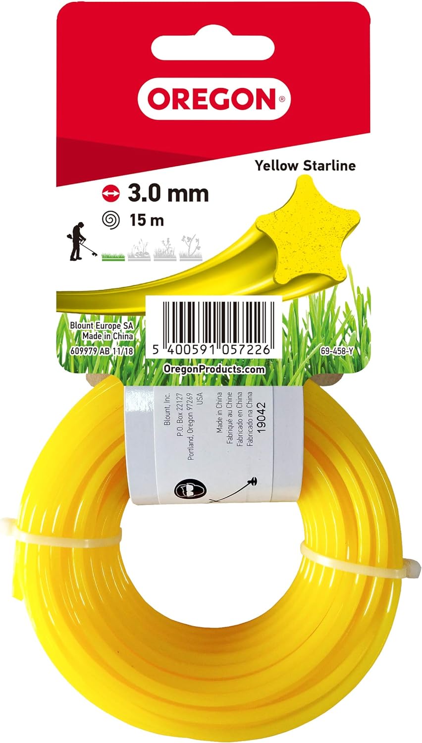 Fil débroussailleuse Etoile Nylon Jaune ø3.0mm/15m Oregon 69-458-Y - Fil débroussailleuse