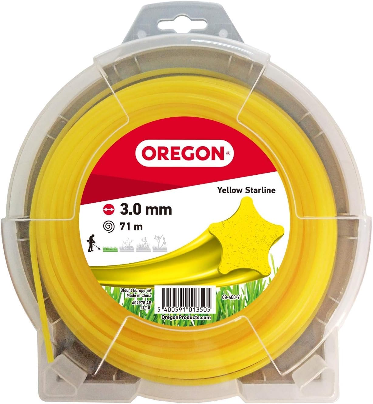 Fil débroussailleuse Etoile Nylon Jaune ø3.0mm/71m Oregon 69-460-Y - Fil débroussailleuse