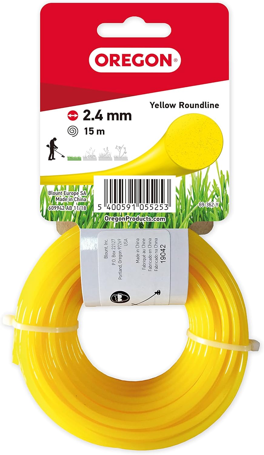 Fil débroussailleuse Rond Nylon Jaune ø2.4mm/15m Oregon 69-362-Y - Fil débroussailleuse
