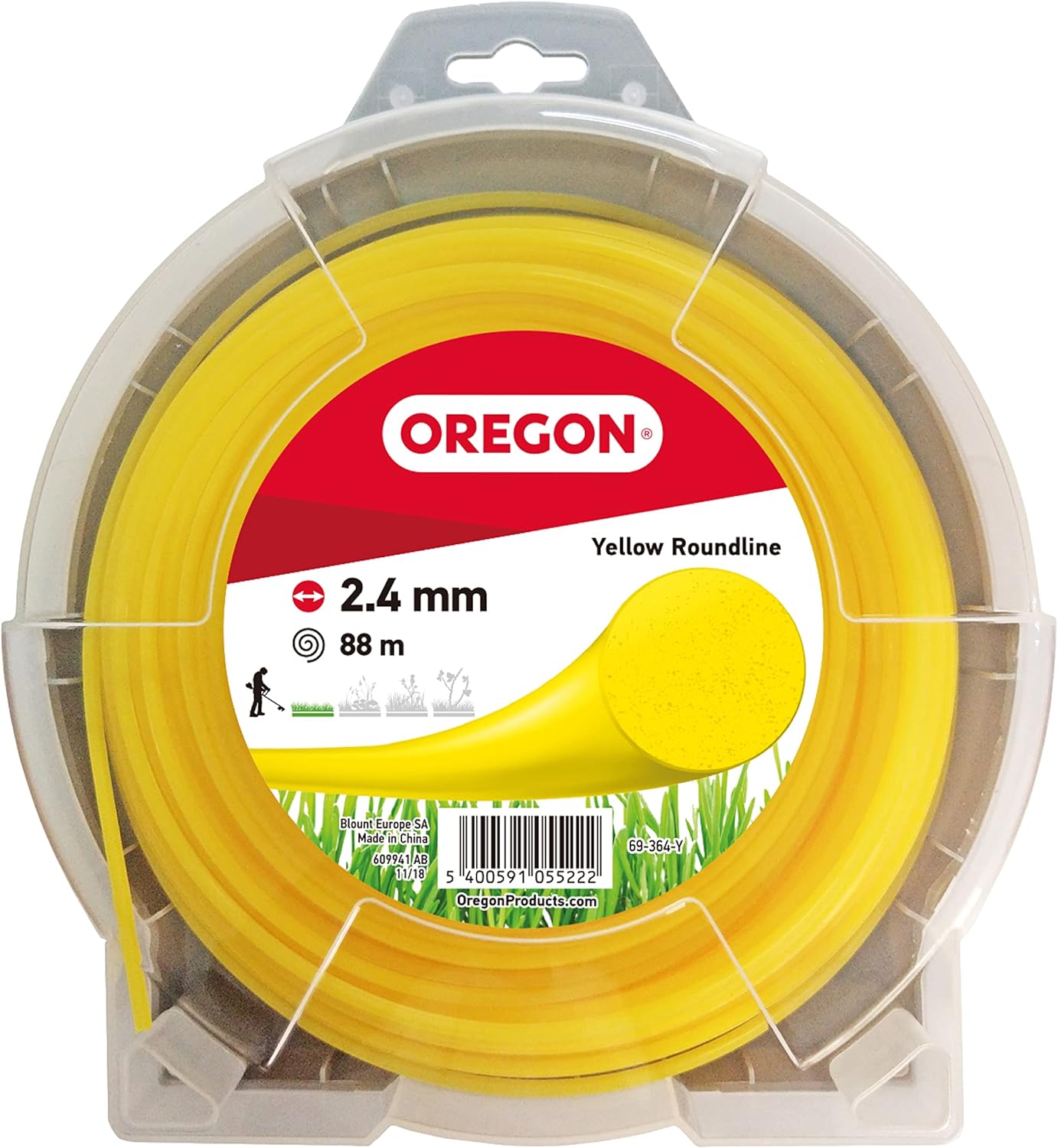 Fil débroussailleuse Rond Nylon Jaune ø2.4mm/88m Oregon 69-364-Y - Fil débroussailleuse