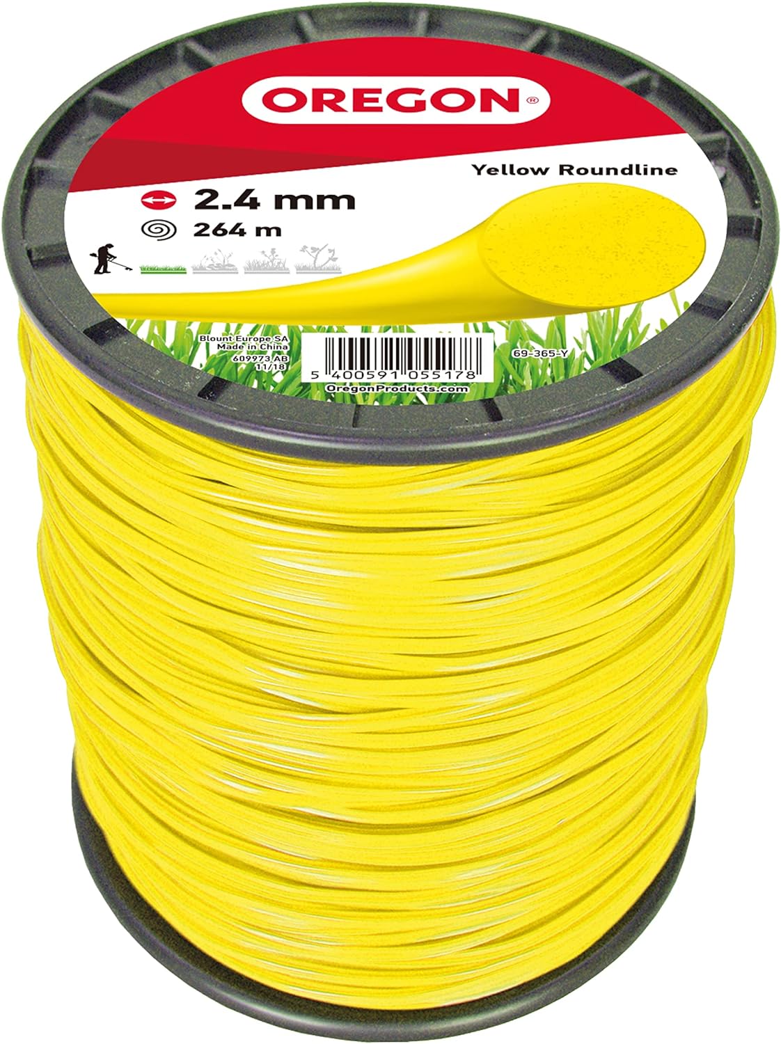 Fil débroussailleuse Rond Nylon Jaune ø2.4mm/264m Oregon 69-365-Y - Fil débroussailleuse