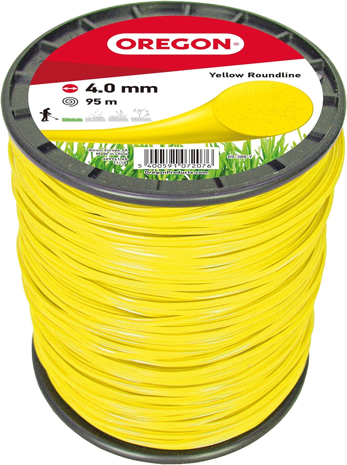 Fil débroussailleuse Rond Nylon Jaune ø4.0mm/95m Oregon 69-388-Y - Fil débroussailleuse