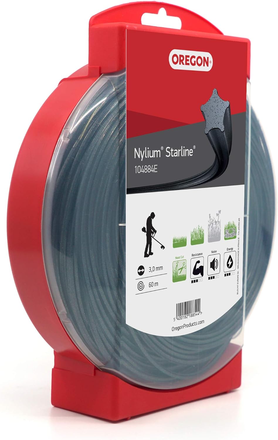 Fil débroussailleuse Etoile Nylium Starline Noir ø3.0mm/60m Oregon 104884E - Fil débroussailleuse