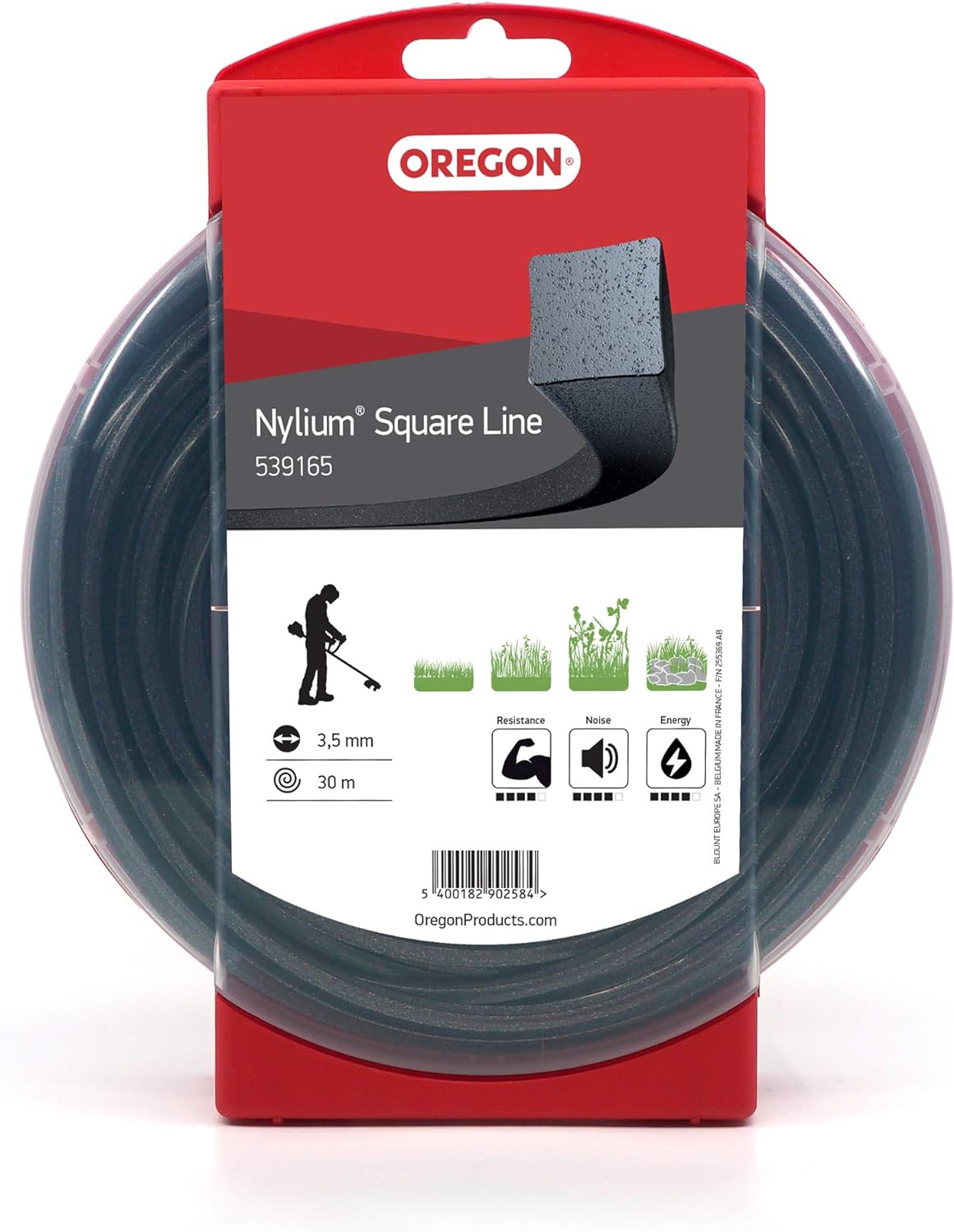 Fil débroussailleuse Carré Nylium Noir ø3.5mm/30m Oregon 539165 - Fil débroussailleuse