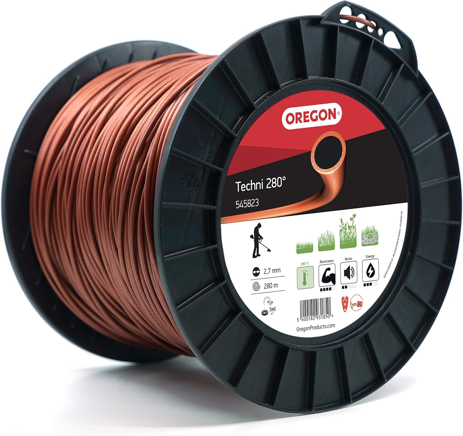 Fil débroussailleuse Rond Techni 280° Marron/Noir ø2.7mm/280m Oregon 545823 - Fil débroussailleuse