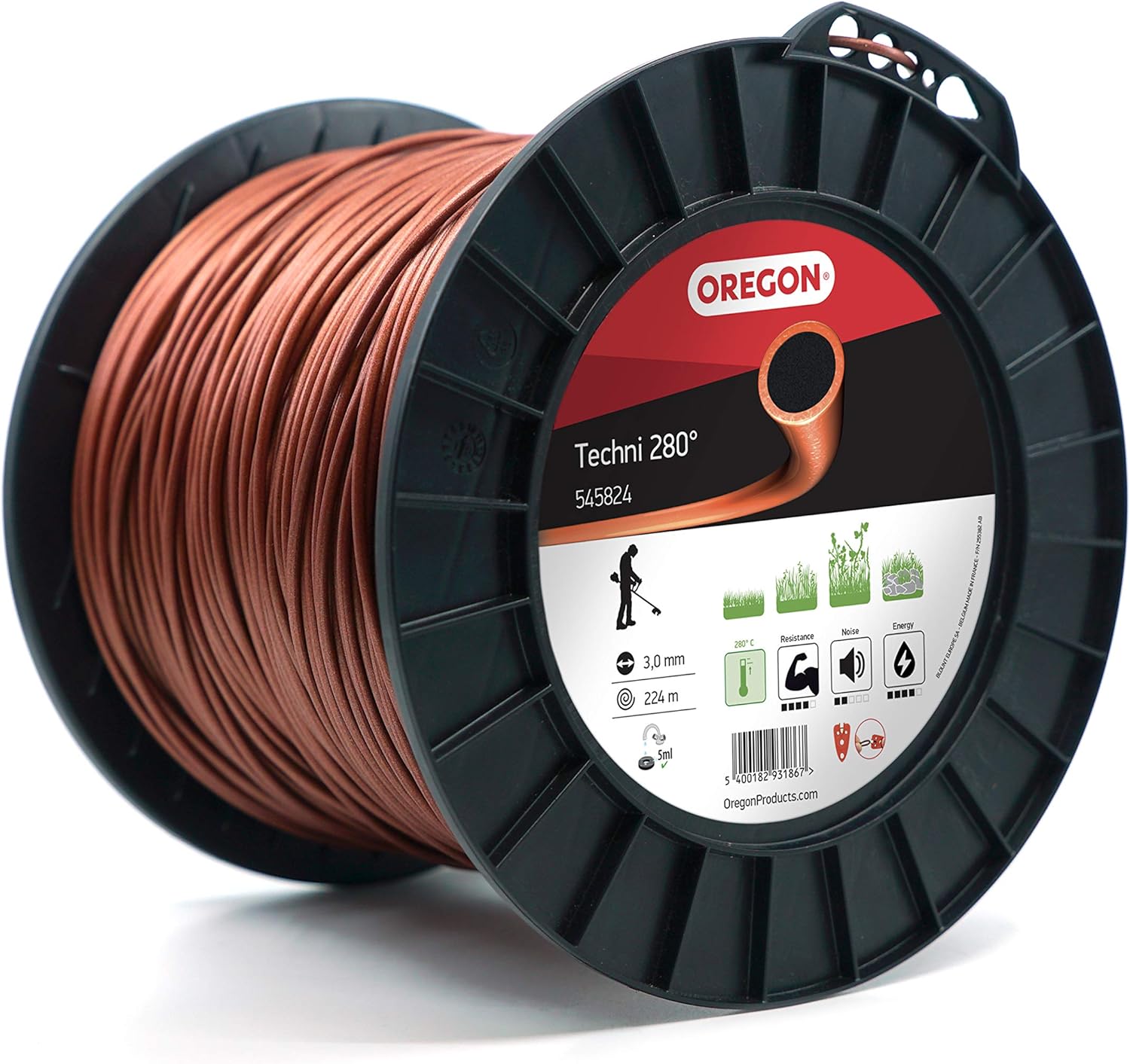 Fil débroussailleuse Rond Techni 280° Marron/Noir ø3.0mm/224m Oregon 545824 - Fil débroussailleuse