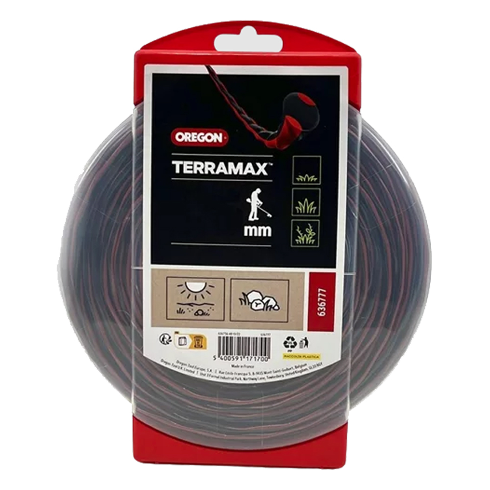 Fil débroussailleuse Ovale torsade Terramax Rouge/noir ø4 mm/26m Oregon 636776 - Fil débroussailleuse