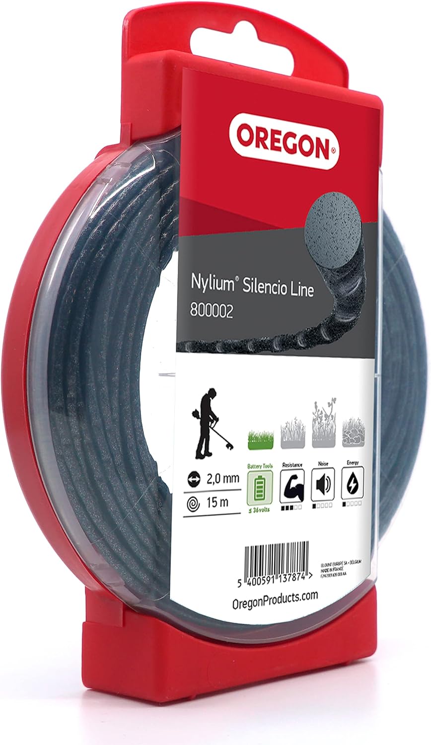 Fil débroussailleuse Rond Torsade Nylium Silencio Noir ø2.0mm/15m Oregon 800002 - Fil débroussailleuse