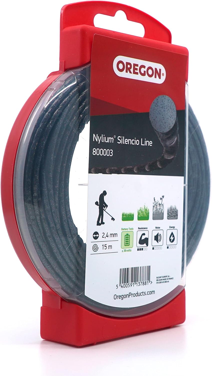 Fil débroussailleuse Rond Torsade Nylium Silencio Noir ø2.4mm/15m Oregon 800003 - Fil débroussailleuse