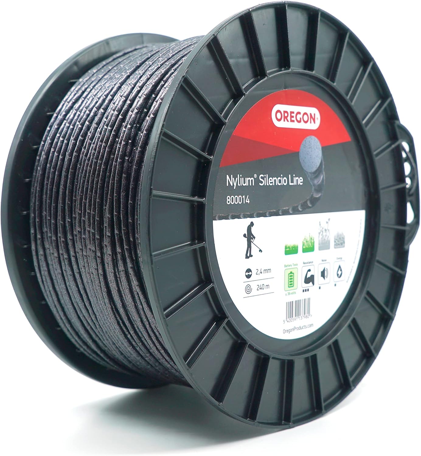 Fil débroussailleuse Rond Torsade Nylium Silencio Noir ø2.4mm/240m Oregon 800014 - Fil débroussailleuse