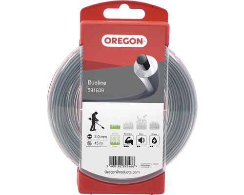 Fil débroussailleuse Rond Duoline Transparent/Noir ø2.0mm/15m Oregon 591609 - Fil débroussailleuse