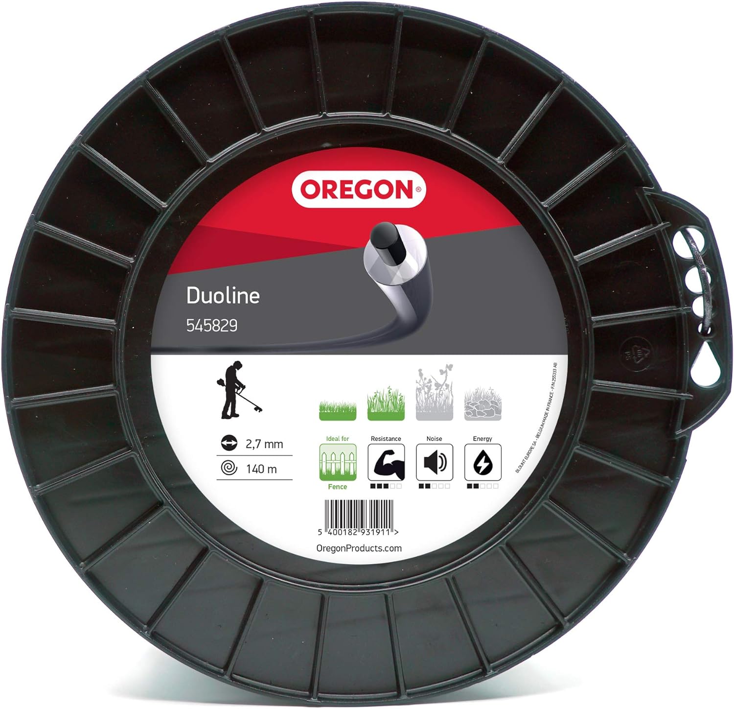 Fil débroussailleuse Rond Duoline Transparent/Noir ø2.7mm/140m Oregon 545829 - Fil débroussailleuse