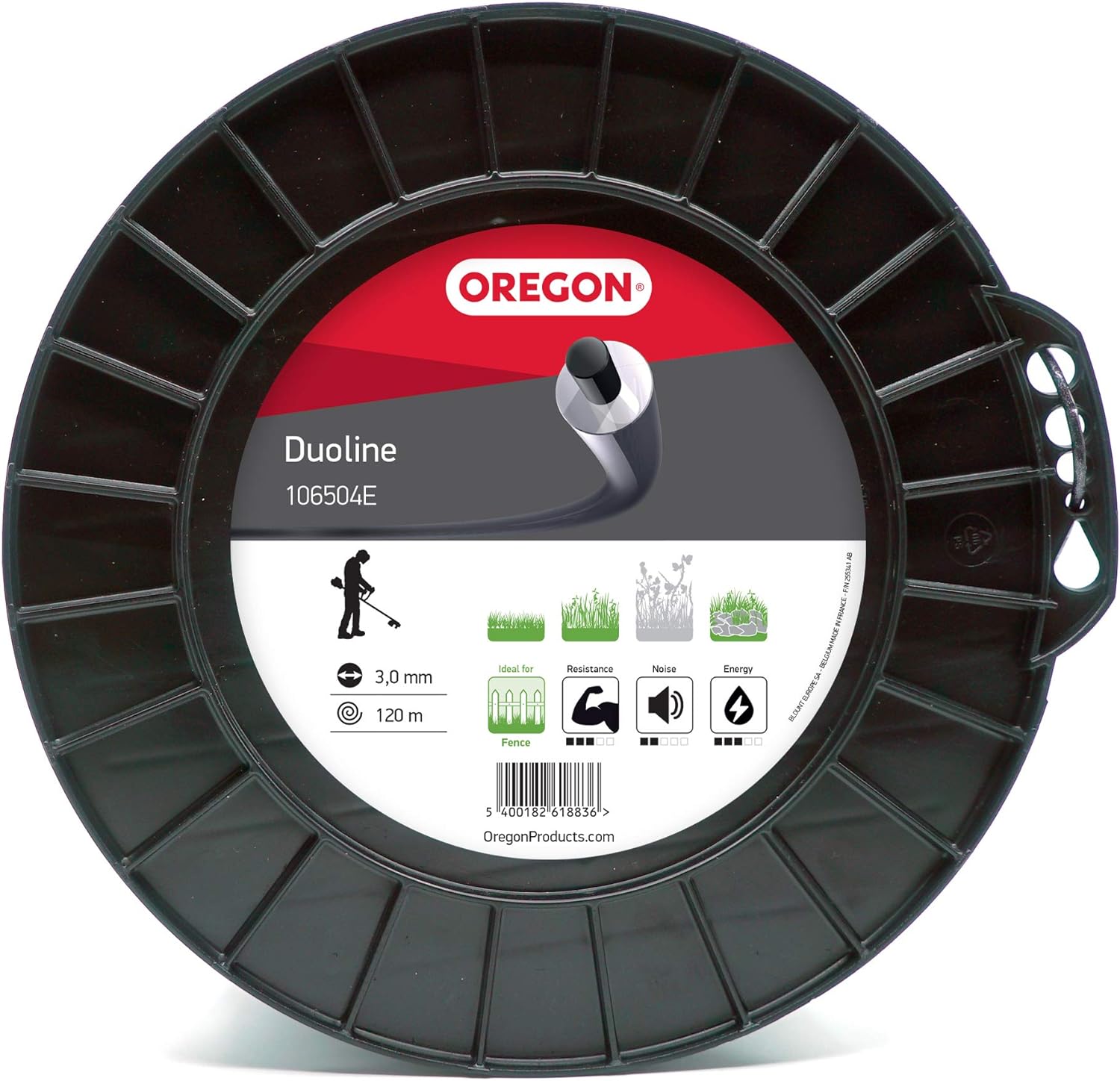 Fil débroussailleuse Rond Duoline Transparent/Noir ø3.0mm/120m Oregon 106504E - Fil débroussailleuse