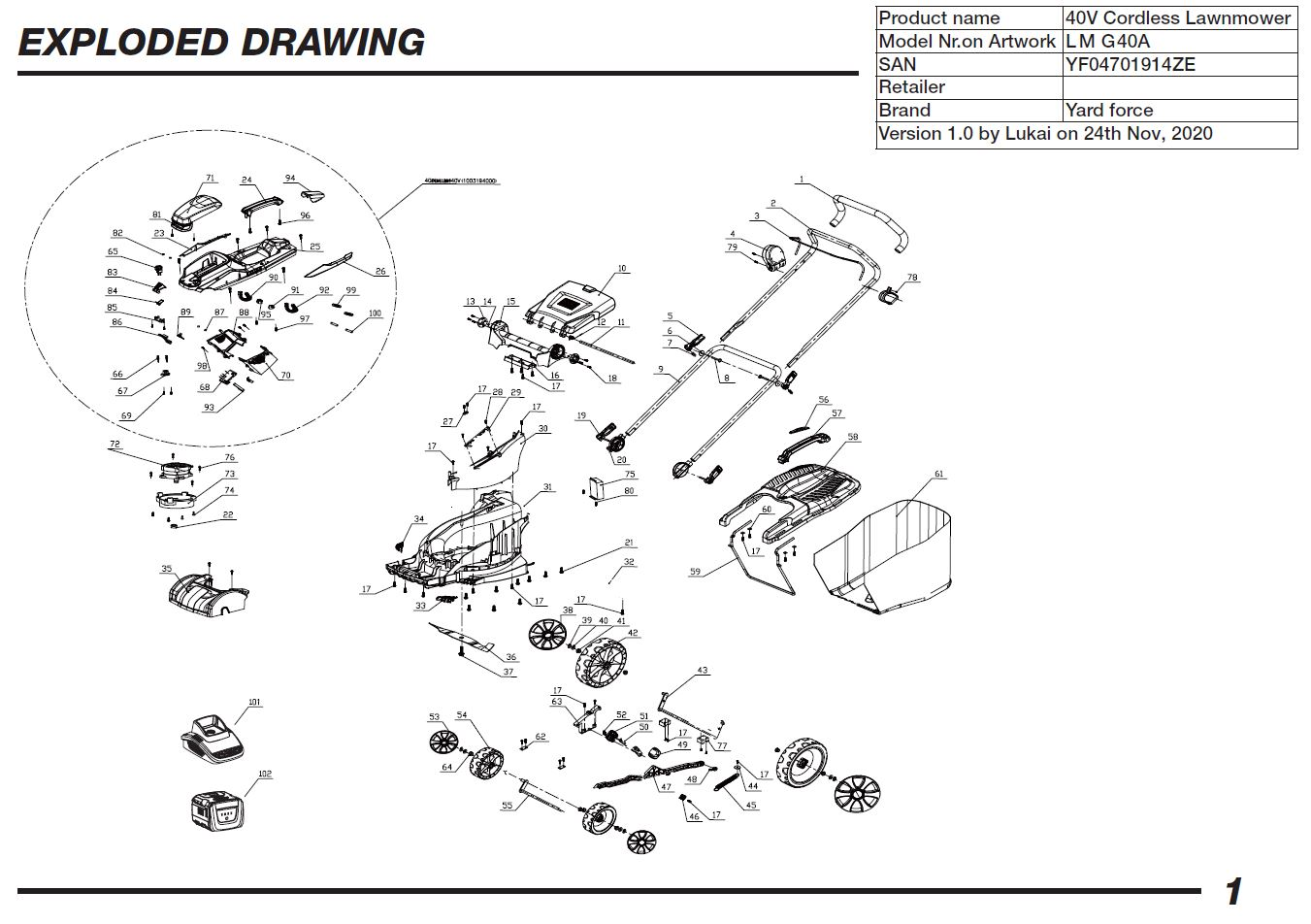 Écrou M6 - 2600153001 pour LM G40A, LM G37A, INV E1944 P, INV E1740 P, INV E1637 P, INV E1334 P, INV B4044 P, INV B4037 P - Ecrou et vis de lame
