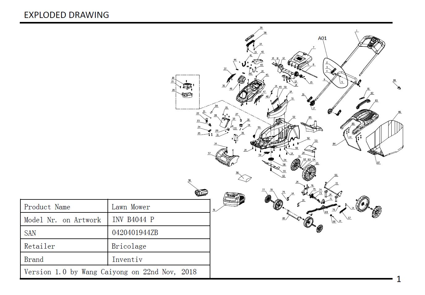 Charnière_R - 1053651001 pour INV B4044 P, INV B4037 P, INV B4037 P2, INV B4044 P2B - Pièces détachées & conso