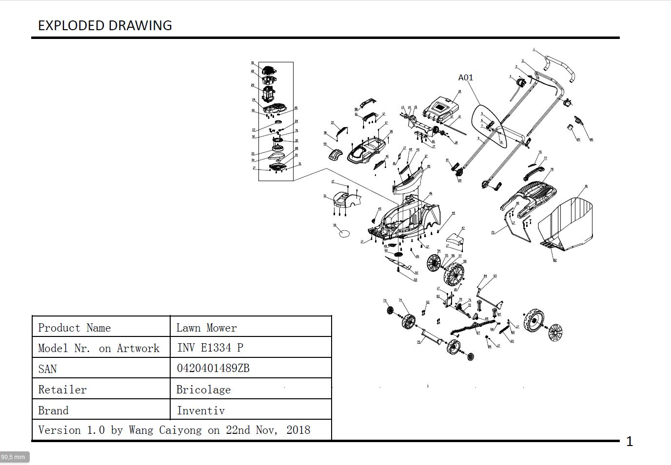 Enjoliveur de roue avant - 1050971005 pour INV E1334 P - Roue tondeuse