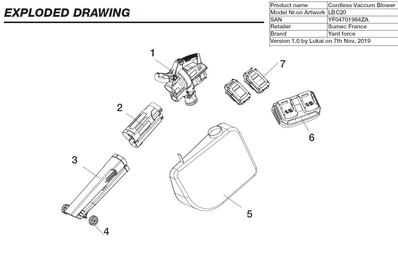 Tube inférieur - 01984ZA003 pour LB C20 - Pièces détachées & conso