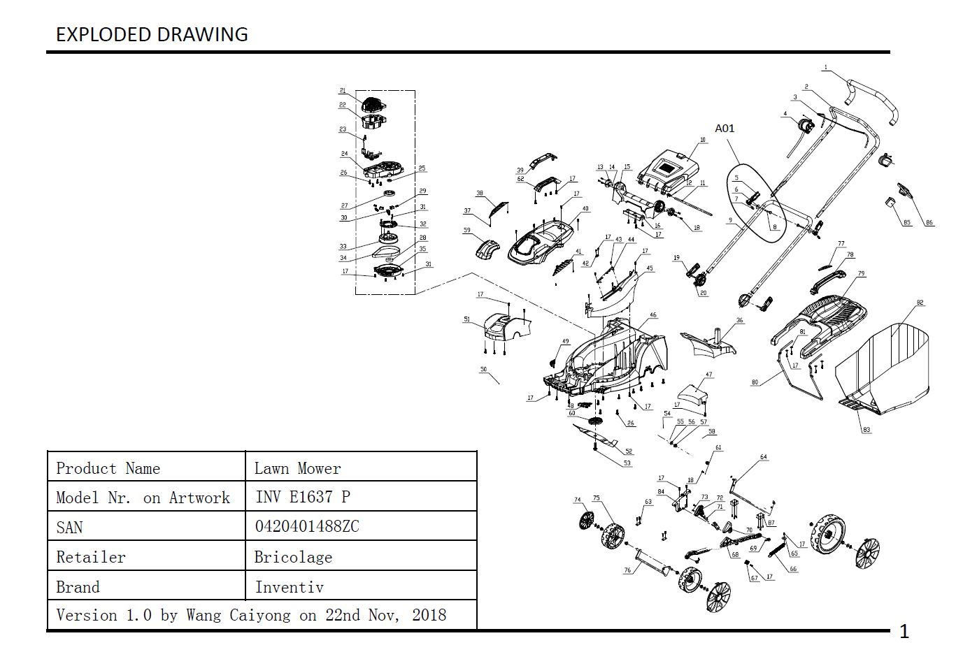 Boîte de transmission - 1052540001 pour INV E1637 P, INV E1334 P - Pièces détachées & conso