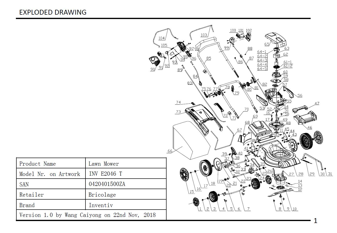 Base du carter d'engrenages - 01500ZA048 pour INV E2046 T - Carter