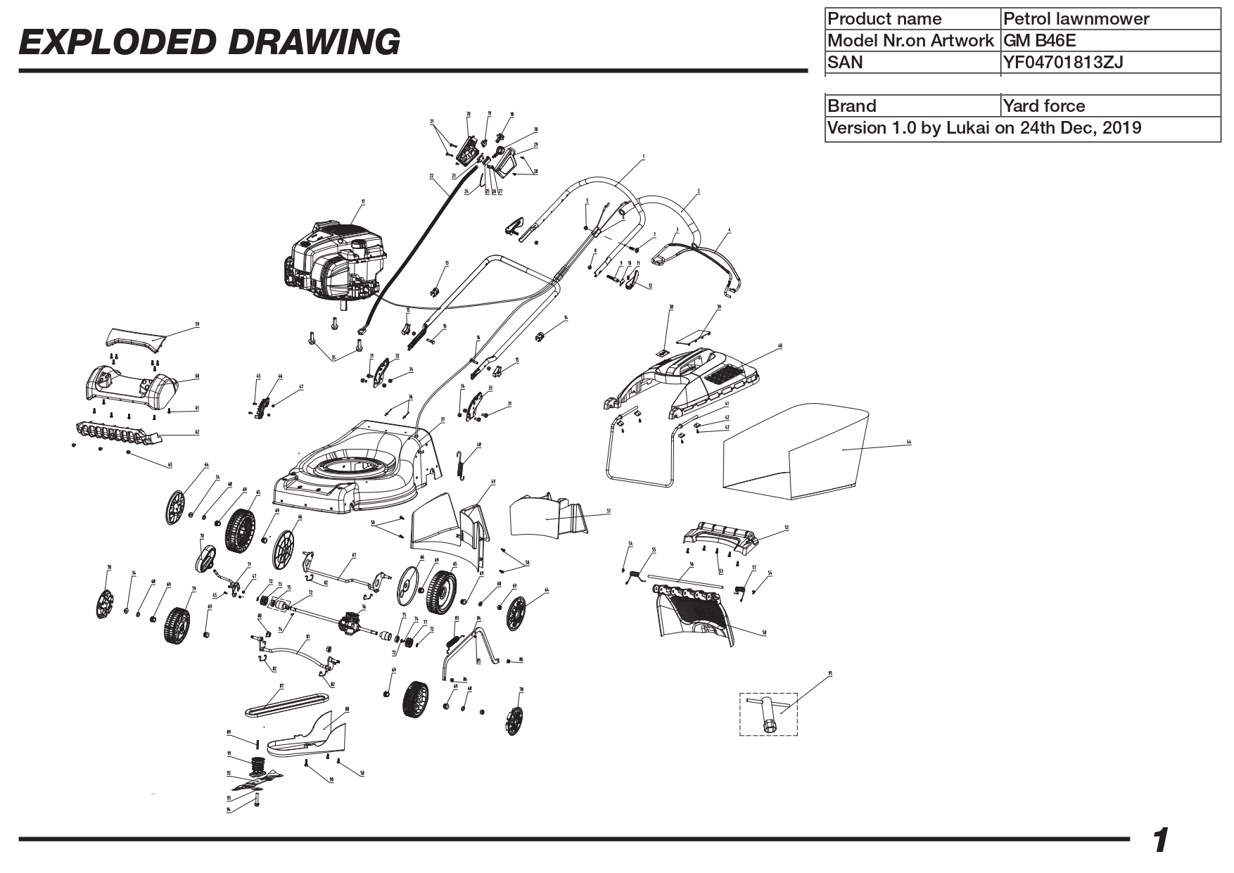 Coque droite du boîtier de démarrage électronique - 1053341001 pour GM B46E - Pièces détachées & conso