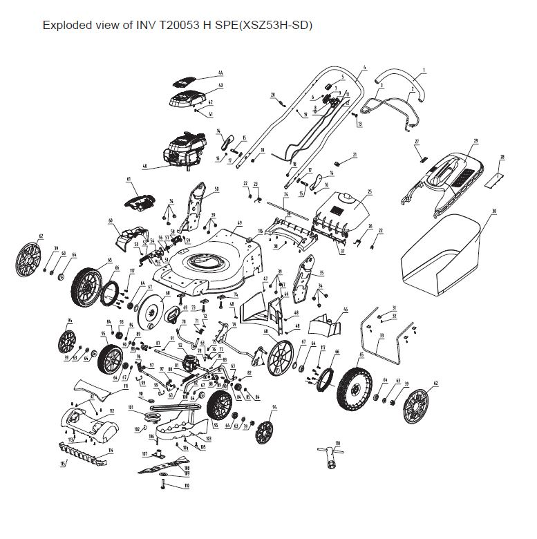 Ensemble arbre arrière - 1001105000 pour INV T20053 H SPE, INV T20053 SPE - Pièces détachées & conso