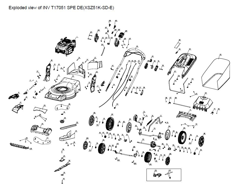 Ensemble câble de démarrage électrique - 1002850000 pour INV T17051 SPE DE, INV T20053 SPE DE - Câble, ressort, tige, collier