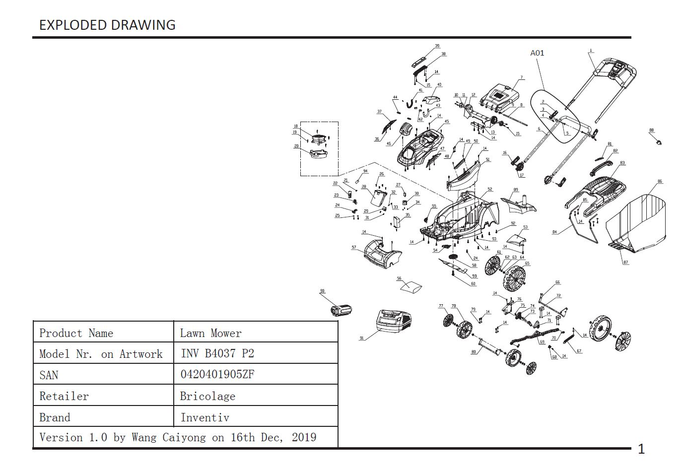 Batterie - 240132002 pour INV B4037 P2, INV B4046 T2B - Pièces détachées & conso