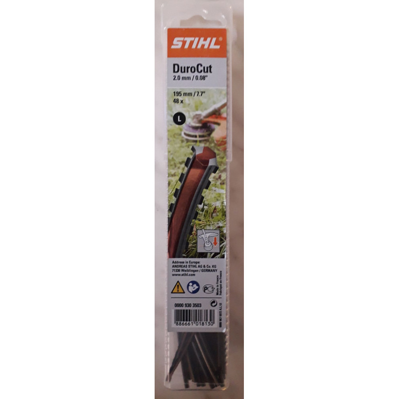 Brins pour Durocut 5-2 et 20-2 Taille L STIHL débrousailleuse 00009303503 - 2 mm - 48 fils à denture m - Fil débroussailleuse